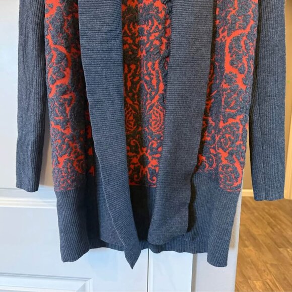 Women’s Alberto Makali Gray and Orange Patterned Long Open Cardigan-Size Medium - Picture 9 of 10
